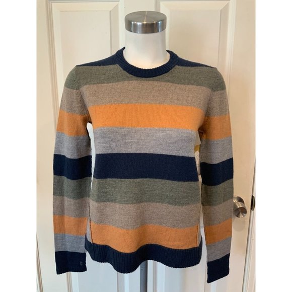 ATM Multicolor Striped Sweater W/ Blue Trim Size Small